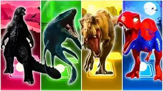 JurassicWorld Godzilla🆚The Mosasaurus 🆚The Tyrannosaurus🆚The Indominus Rex CoffinDance Song Tileshop