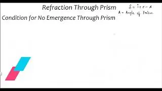 Derivation for no Emergence through Prism full explanation for jee/neet @Kamaldheeriya Maths easy