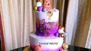 2 tier- teddy in a parachute cake design #birthdaycake #customisedcake