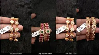 NEW 22K Gold CZ Stone Bangle Designs with weight &price /Gold Stone Bangle/Ruby Gold Bangle 2022/GRT