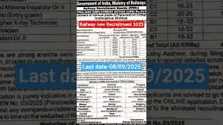 Railway Recruitment 2025#railway#railwayrecruitment#railwayjobs#notification#govtjob#shorts#ytshorts