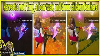 Harvest a wolf fang, a boar tusk, and three chicken feathers / The Spire Quest / Full Guide