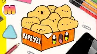 COMO DIBUJAR UNA CAJA DE POLLO FRITO KAWAII - dibujos kawaii faciles - Pollo Popeyes Kawaii