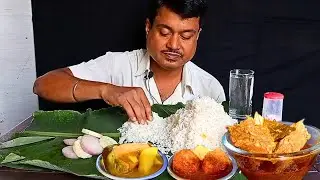 Mutton Kosha(খাসির মাংস)🐐& Fish Potato Curry🐟🥔& Egg Potato Kosha🥚🥔Asmr Mukbang Big Bite Eating Show🔥