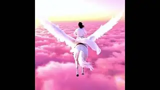 High-angle view of me riding a winged horse soaring above pink sunset clouds. #aiprompts #vfx