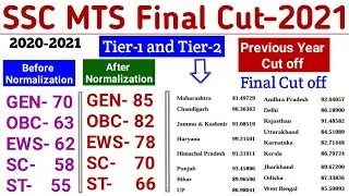 SSC MTS Cut off 2021 | SSC MTS Statewise Cut off 2021 | SSC MTS Previous Year Final Cut off | MTS