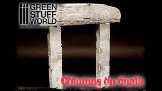 Creative: Columns on chalk with rolling pins.