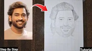 Draw With Me- MS Dhoni Drawing, Dhoni drawing, Outline Tutorial