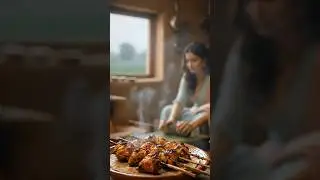Garam-garam chicken seekh kabab + green chutney, with my favorite person 🥰 #villagevlog #shorts
