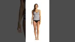 Seafolly Modern Geometry Wrap Tankini Top (DD/E-Cup) | SwimOutlet.com