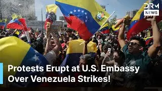 MASSIVE Left-Wing Protesters Rally at U.S. Embassy in Madrid Against Strikes on Venezuela | AC1Z