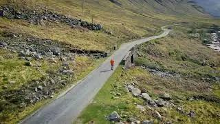 Glen Etive, Scotland. French Ultramarathon Runner Herv&eacute; Seurin training in Scotland. Drone video 4K.