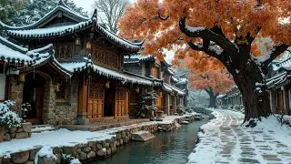 Relaxing Asian Winter Music ~ Древнее Спокойствие и Звуки Снежной Деревни для Сна, Спа и Учебы