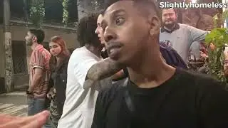 Residents of Bogota not happy with Homeless + Johnny Somali presses Slightlyhomeless in Bogota Colom