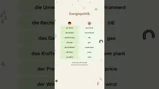 Deutsch Wortschatz A2 - Energiepolitik (Energy Policy) - 🏛️ Politics & Society