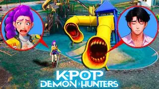 DRONE FOUND SLIDE EATER EATS KPOP DEMON HUNTERS IN REAL LIFE AT 3 AM!!