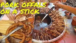Burmese Street Food & Market Tour - PORK OFFALS on a Stick!
