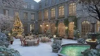 Elegant New Year Garden Jazz 🎄 Cozy Winter Courtyard Ambience with Warm Lights