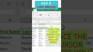 How to insert line breaks in Excel #shorts #youtubeshorts  #excel