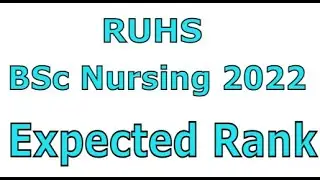 RUHS BSc Nursing 2022 Rank  Merit List cut off #trick4science #PremSir_Jaipur