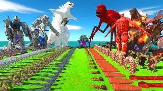 Red Monster War - Team Anti-Venom Godzilla VS Team Titanus Red - Animal Revolt battle Simulator