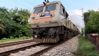 Powerful speed double diesel train and single electric train #trainsound #trainhorn #viralvideo