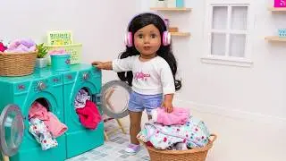 Doll Takes Care of Laundry | Kids Learn House Chores!