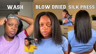 Relaxed Hair Wash Day - Deep Conditioning, Silk Press and trim