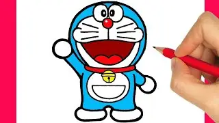 Drawing Doraemon with colour|| step by step drawings|| #doraemon #video #drawing #animeeart Doraemon
