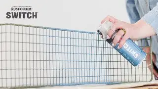 Spray painting a metal shelf with the unique 5-in-1 spray paint, SWITCH