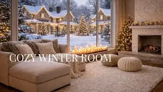 Cozy Winter Living Room Ambience | Fireplace Jazz & Soft Lights