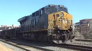 CSX Mixed Freight Train with Rear DPU 3074 Alexandria Virginia