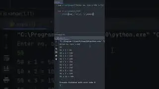 Display multiplication Table using Python 👍😉  