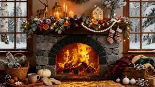 Cozy Winter Fireplace Ambience ❄️🔥 Warm Cabin Atmosphere for Relaxation