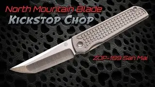 North Mountain Blade Titanium Kickstop Chop Framelock Tanto in ZDP-189!
