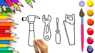 How To Draw cute Repair Tools Drawing, Painting & Coloring For Kids and Toddlers_🌈🎨