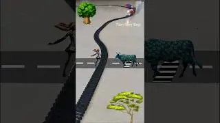 A cow with peacock feathers is crossing the railway track and the train is approaching fast 🦚 🐮🐄 Mor