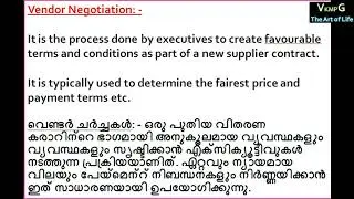 UNIT 1 CLASS 49 VENDOR REGISTRATION,NEGOTIATION & CO-ORDINATION (MALAYALAM & ENGLISH)