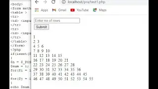 PHP Program To print Floyd's triangle