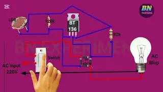 automatic light switch on off circuit | automatic light using mosfet BT136 | automatic light on/off