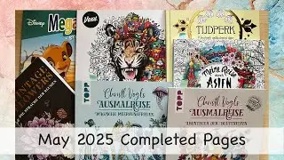 Completed Pages & WIPs May 2025 | Adult Coloring