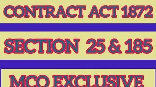 CONTRACT ACT 1872- SECTION 25&185 EXCLUSIVE MCQ COVERAGE