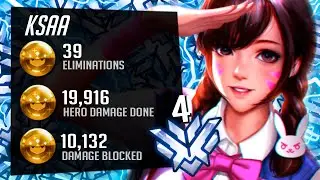 Ksaa Top 4 Dva Gameplay - Road to Rank 1! 39 elims! [ Overwatch Season 30 Top 500 ]