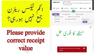 PLEASE PROVIDE CORRECT RECEIPT VALUE | Return filing issue in Tax return 2025 |