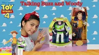 Disney Store Toy Story 4 Talking Woody Pull String and Talking Buzz Lightyear