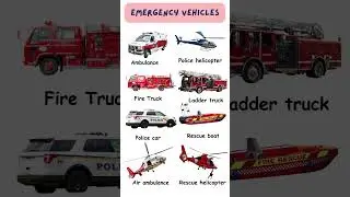 Emergency Vehicles Name in English#education  #shorts
