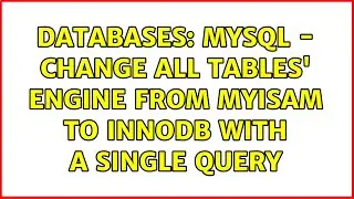 Databases: MySQL - change all tables' ENGINE from MyISAM to InnoDB with a single query