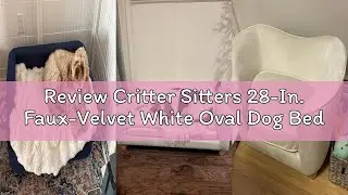 Review Critter Sitters 28-In. Faux-Velvet White Oval Dog Bed for Small Dogs and Cats, Modern and Com