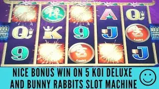 NICE BONUS WIN ON 5 KOI DELUXE and BUNNY RABBITS SLOT MACHINE - SunFlower Slots