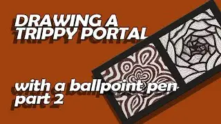 A drawing of a trippy black and white portal with a ballpoint pen | PART TWO | EASY